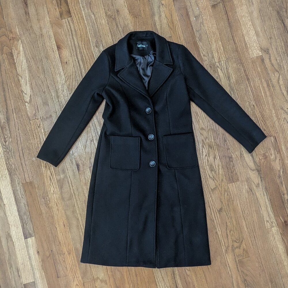 ChouYatou Black Wool Blend Longline Overcoat S - GUC